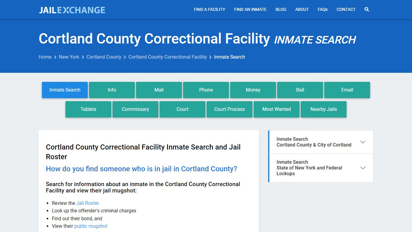 Cortland County Correctional Facility Inmate Search - Jail Exchange